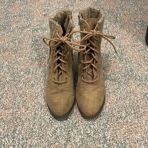 Tan heeled booties. Size 7 1/2